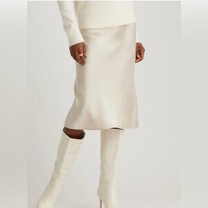 Quince washable silk skirt in champagne